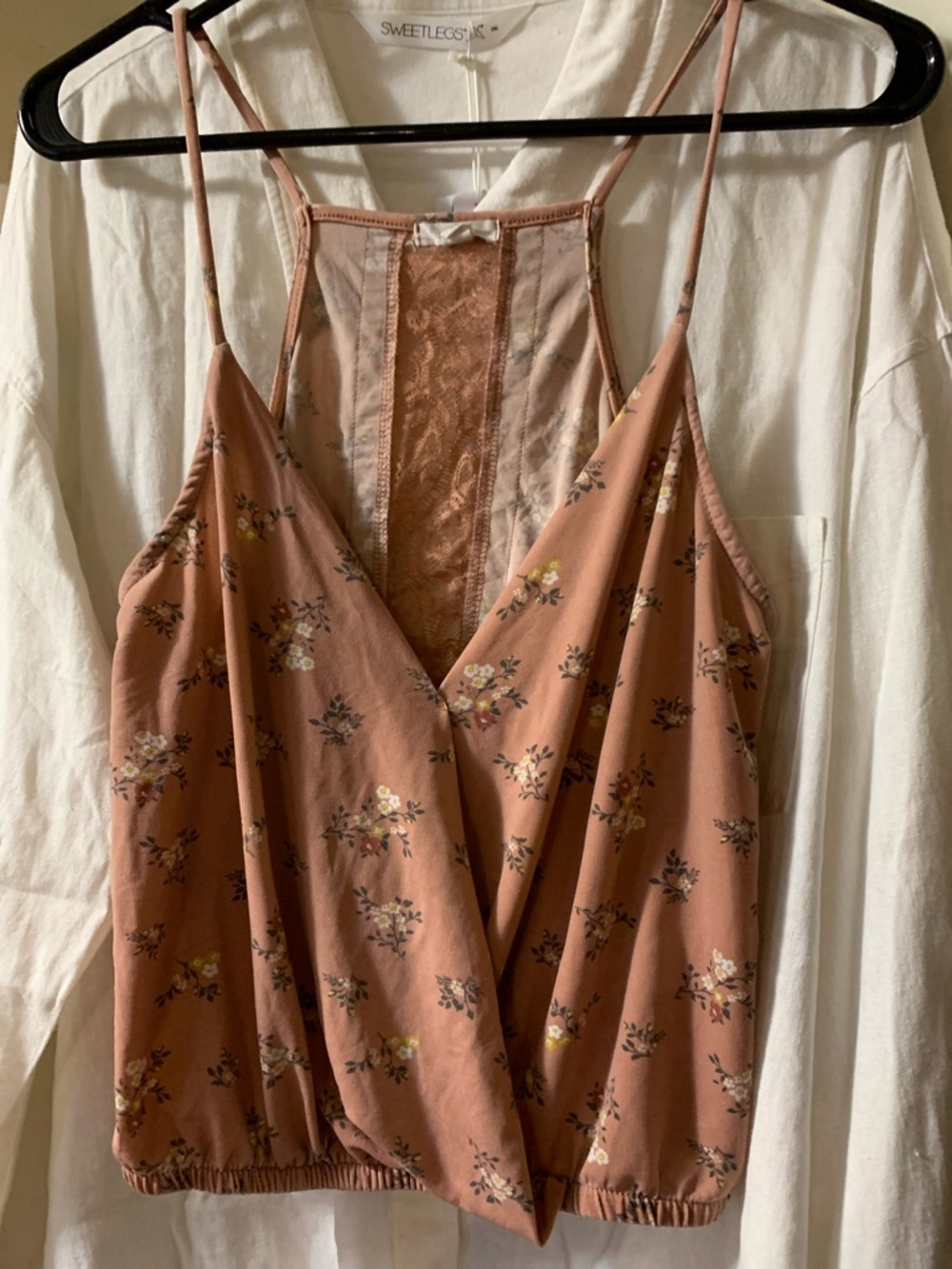ARDENE Floral Zip cami in Dusty Rose